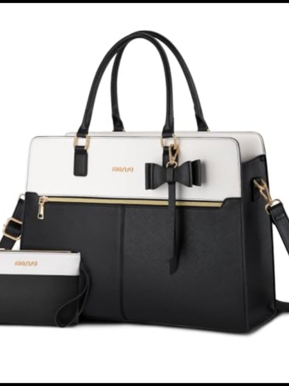 Waterproof PU Leather Laptop Tote Bag for Women 15.6 inch Work Bag